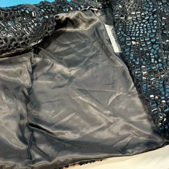 Faux Fur Black Bolero Formal Party Cover Up Small / Medium Shiny Animal Print - Picture 2 of 8